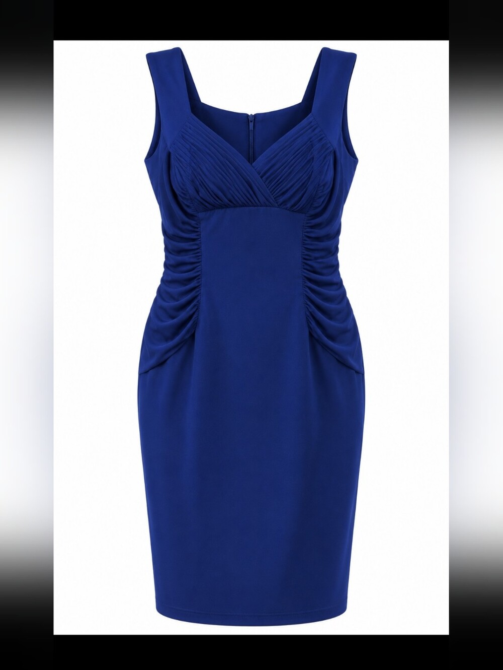 Adrianna Papell Blue Rouched Stretch   Bodycon Cocktail Dress Size 10